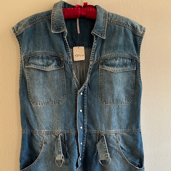Free People Blue Denim Mini Dress NWT - Picture 5 of 12